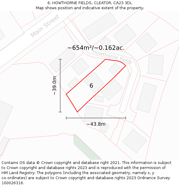 6, HOWTHORNE FIELDS, CLEATOR, CA23 3DL: Plot and title map