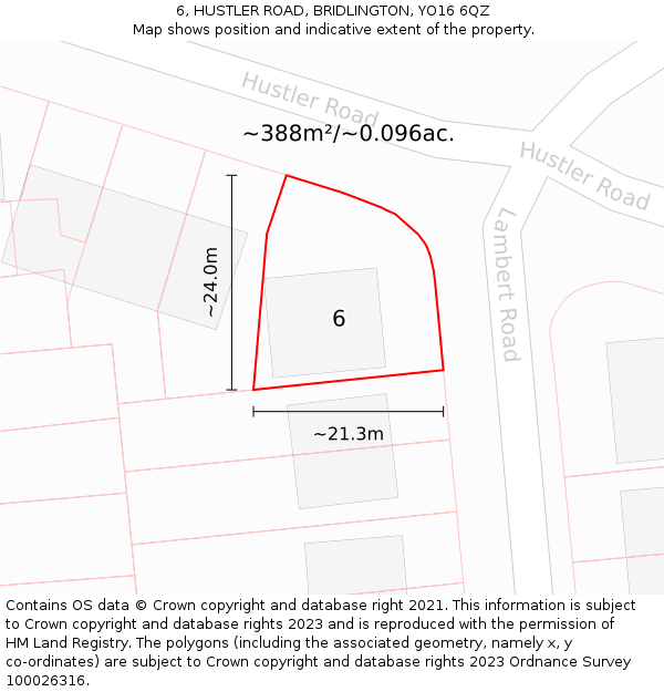 6, HUSTLER ROAD, BRIDLINGTON, YO16 6QZ: Plot and title map