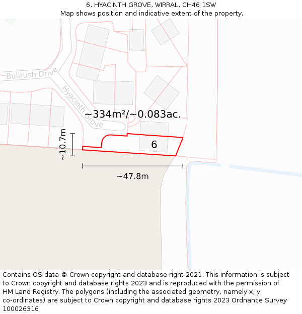 6, HYACINTH GROVE, WIRRAL, CH46 1SW: Plot and title map