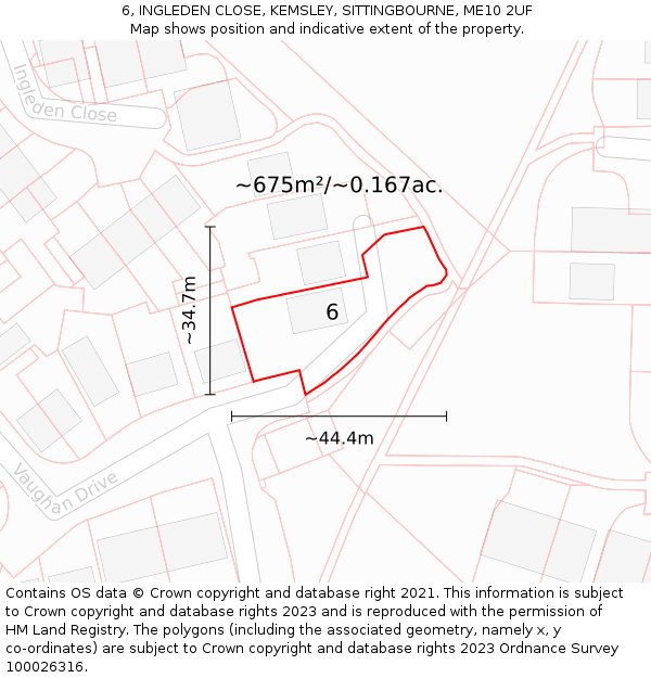 6, INGLEDEN CLOSE, KEMSLEY, SITTINGBOURNE, ME10 2UF: Plot and title map