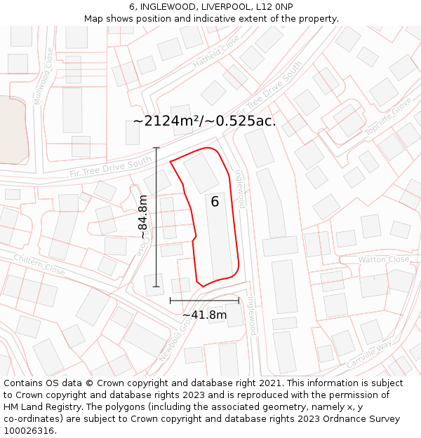 6, INGLEWOOD, LIVERPOOL, L12 0NP: Plot and title map