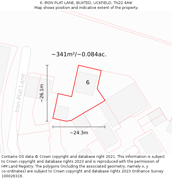 6, IRON PLAT LANE, BUXTED, UCKFIELD, TN22 4AW: Plot and title map