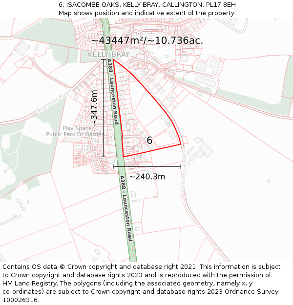 6, ISACOMBE OAKS, KELLY BRAY, CALLINGTON, PL17 8EH: Plot and title map