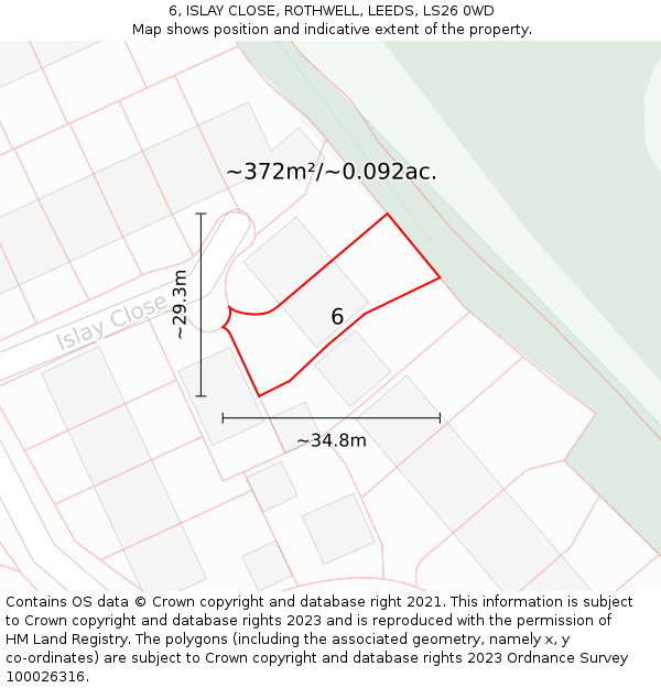 6, ISLAY CLOSE, ROTHWELL, LEEDS, LS26 0WD: Plot and title map