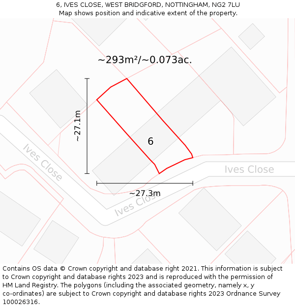 6, IVES CLOSE, WEST BRIDGFORD, NOTTINGHAM, NG2 7LU: Plot and title map