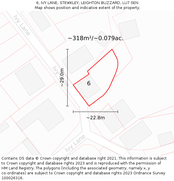 6, IVY LANE, STEWKLEY, LEIGHTON BUZZARD, LU7 0EN: Plot and title map