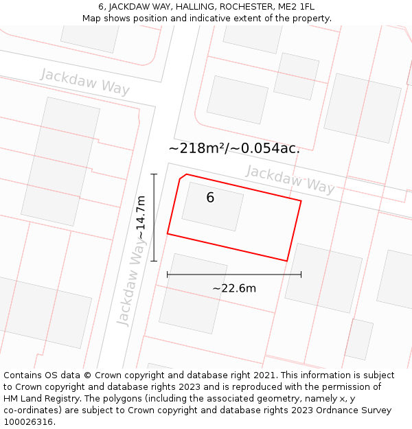 6, JACKDAW WAY, HALLING, ROCHESTER, ME2 1FL: Plot and title map