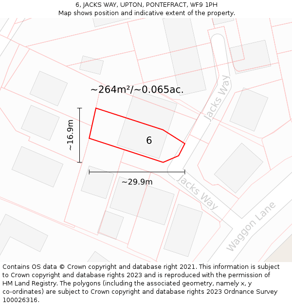 6, JACKS WAY, UPTON, PONTEFRACT, WF9 1PH: Plot and title map