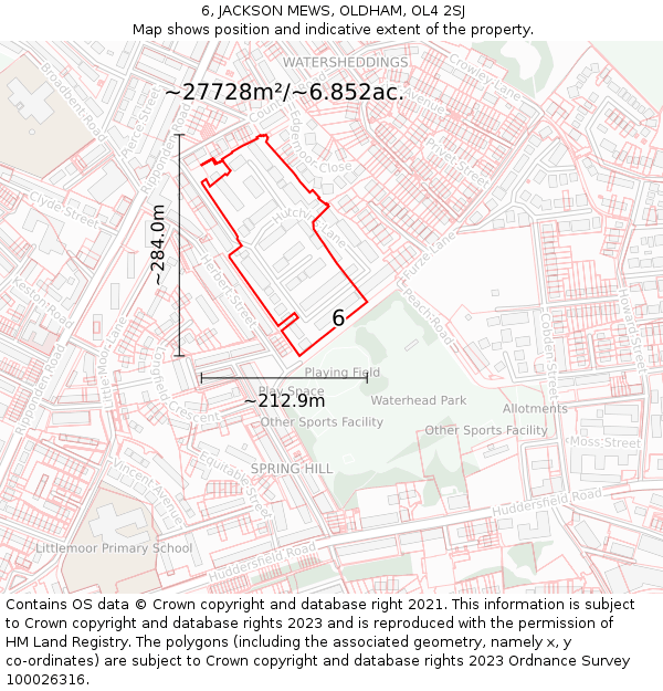 6, JACKSON MEWS, OLDHAM, OL4 2SJ: Plot and title map