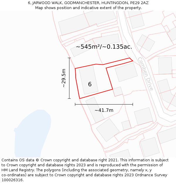 6, JARWOOD WALK, GODMANCHESTER, HUNTINGDON, PE29 2AZ: Plot and title map