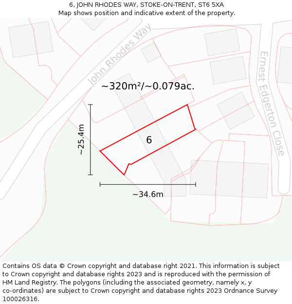 6, JOHN RHODES WAY, STOKE-ON-TRENT, ST6 5XA: Plot and title map