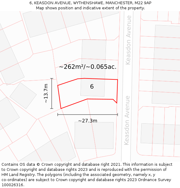 6, KEASDON AVENUE, WYTHENSHAWE, MANCHESTER, M22 9AP: Plot and title map