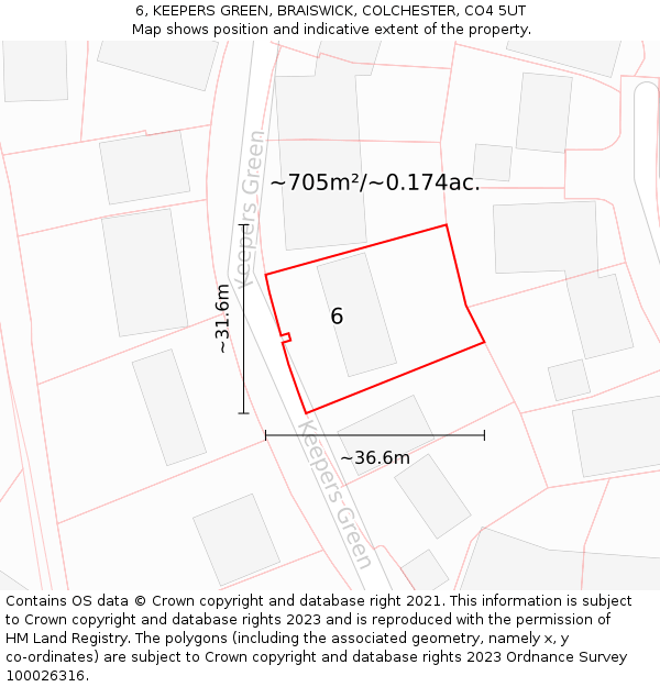 6, KEEPERS GREEN, BRAISWICK, COLCHESTER, CO4 5UT: Plot and title map