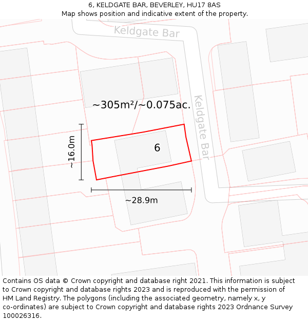 6, KELDGATE BAR, BEVERLEY, HU17 8AS: Plot and title map