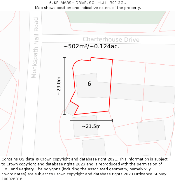 6, KELMARSH DRIVE, SOLIHULL, B91 3GU: Plot and title map