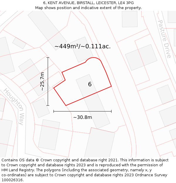 6, KENT AVENUE, BIRSTALL, LEICESTER, LE4 3PG: Plot and title map