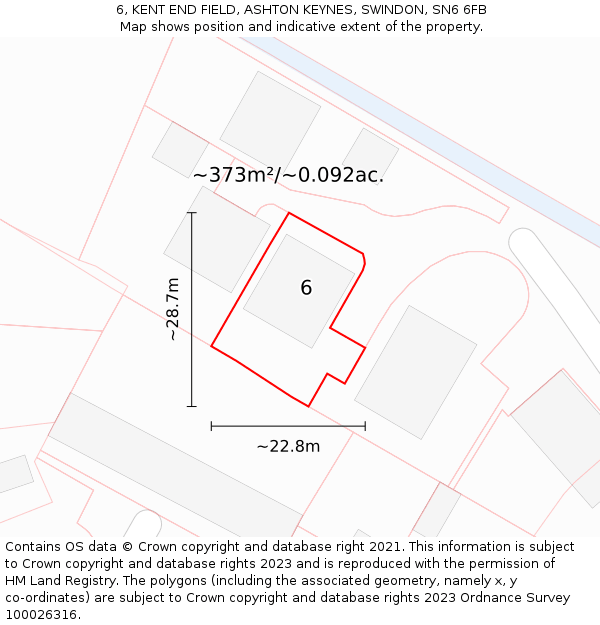 6, KENT END FIELD, ASHTON KEYNES, SWINDON, SN6 6FB: Plot and title map