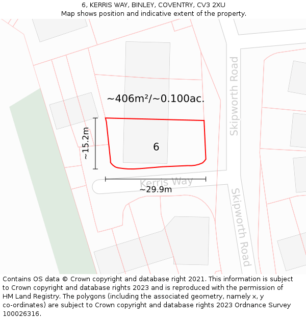 6, KERRIS WAY, BINLEY, COVENTRY, CV3 2XU: Plot and title map