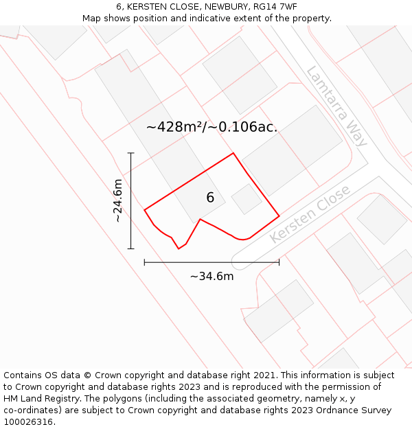 6, KERSTEN CLOSE, NEWBURY, RG14 7WF: Plot and title map