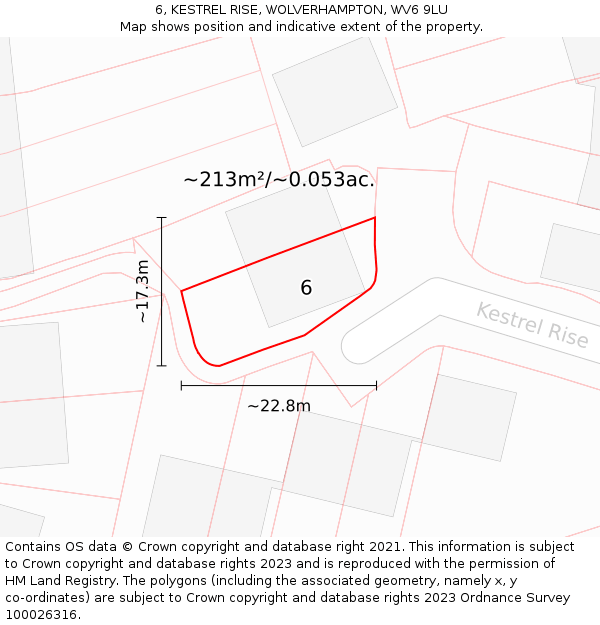 6, KESTREL RISE, WOLVERHAMPTON, WV6 9LU: Plot and title map