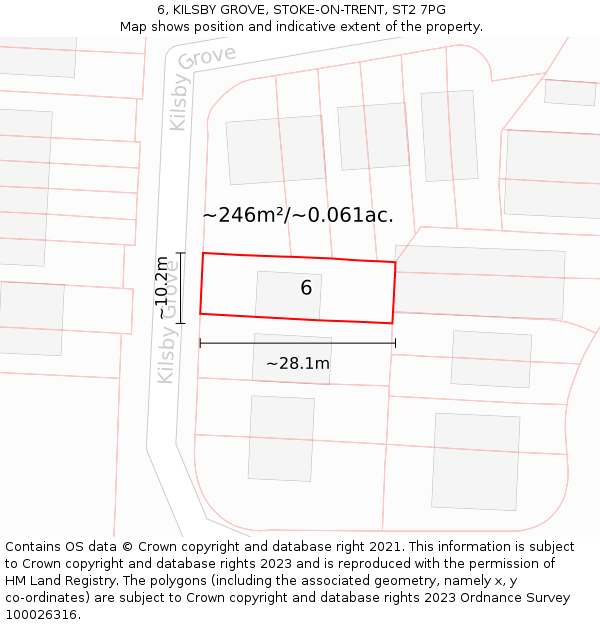 6, KILSBY GROVE, STOKE-ON-TRENT, ST2 7PG: Plot and title map