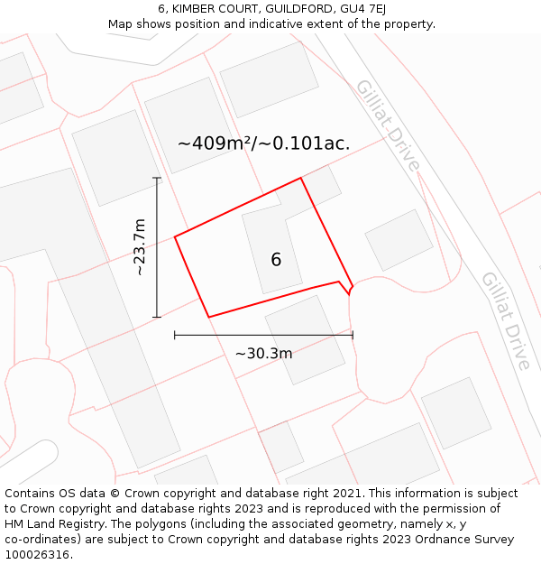 6, KIMBER COURT, GUILDFORD, GU4 7EJ: Plot and title map