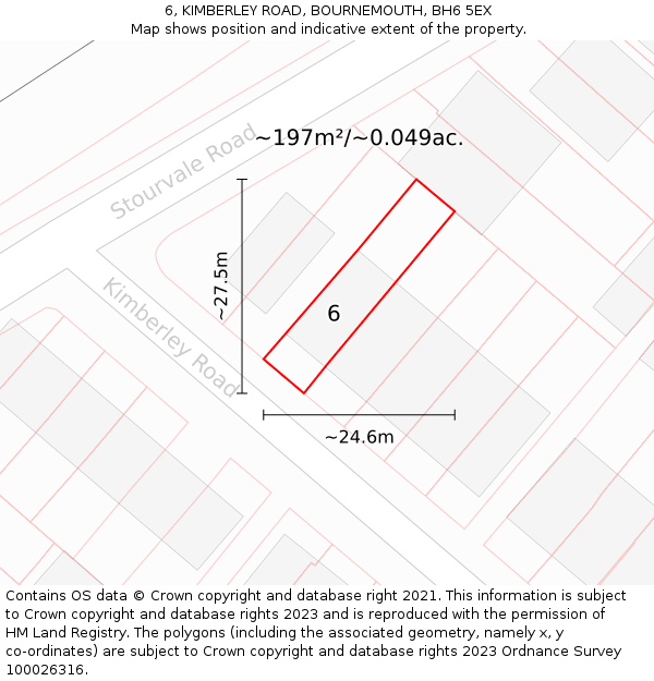 6, KIMBERLEY ROAD, BOURNEMOUTH, BH6 5EX: Plot and title map