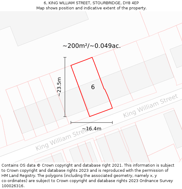6, KING WILLIAM STREET, STOURBRIDGE, DY8 4EP: Plot and title map