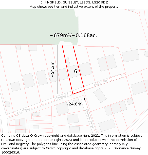 6, KINGFIELD, GUISELEY, LEEDS, LS20 9DZ: Plot and title map