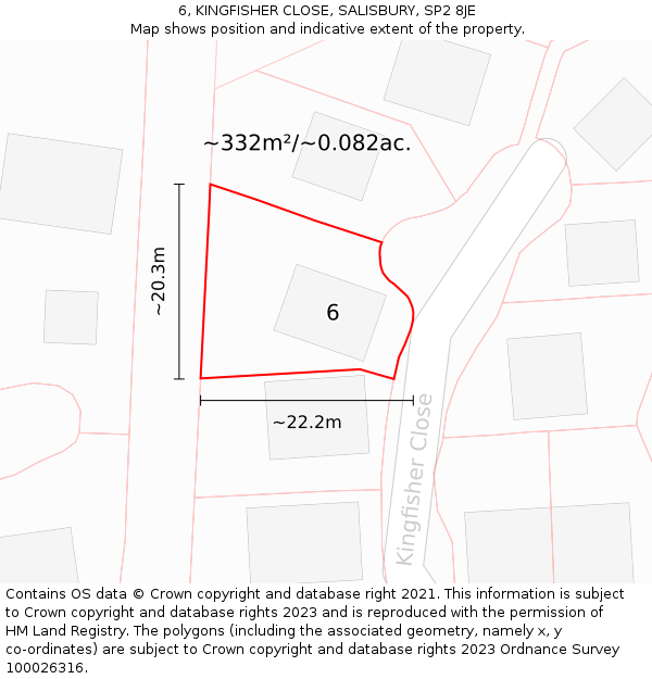 6, KINGFISHER CLOSE, SALISBURY, SP2 8JE: Plot and title map