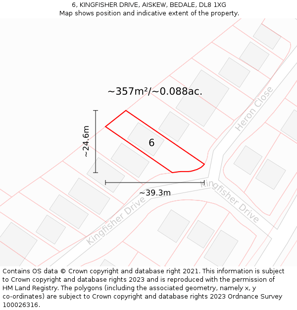 6, KINGFISHER DRIVE, AISKEW, BEDALE, DL8 1XG: Plot and title map