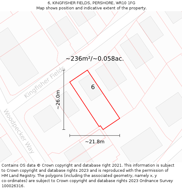 6, KINGFISHER FIELDS, PERSHORE, WR10 1FG: Plot and title map