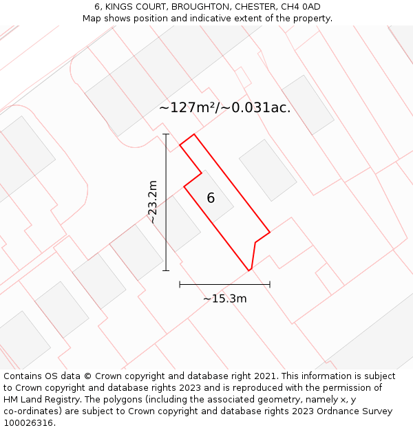6, KINGS COURT, BROUGHTON, CHESTER, CH4 0AD: Plot and title map