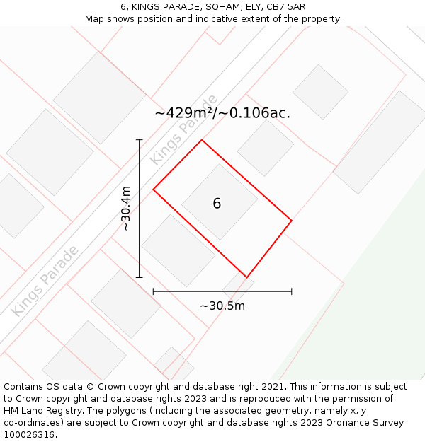 6, KINGS PARADE, SOHAM, ELY, CB7 5AR: Plot and title map