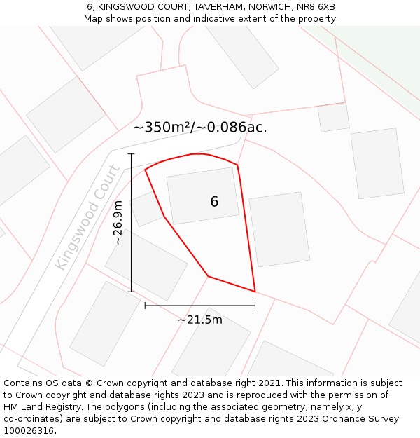 6, KINGSWOOD COURT, TAVERHAM, NORWICH, NR8 6XB: Plot and title map