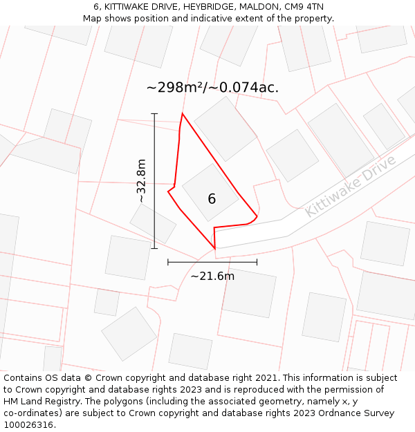 6, KITTIWAKE DRIVE, HEYBRIDGE, MALDON, CM9 4TN: Plot and title map