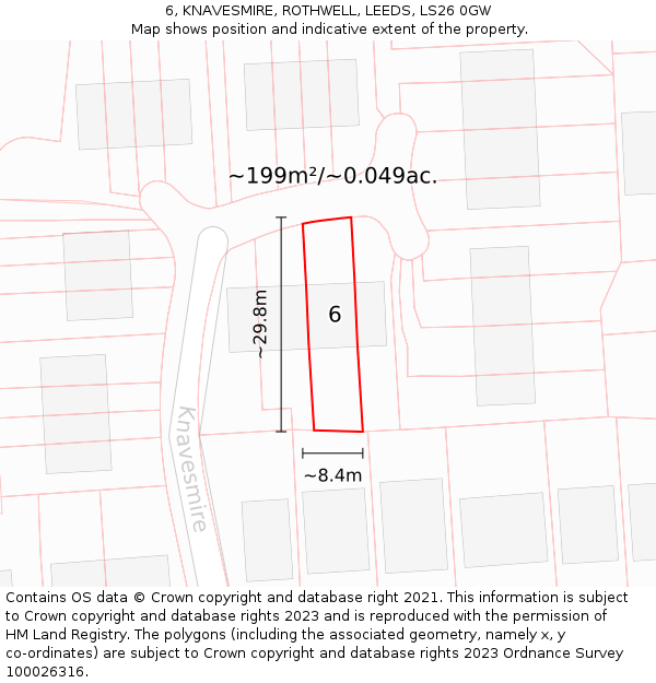 6, KNAVESMIRE, ROTHWELL, LEEDS, LS26 0GW: Plot and title map