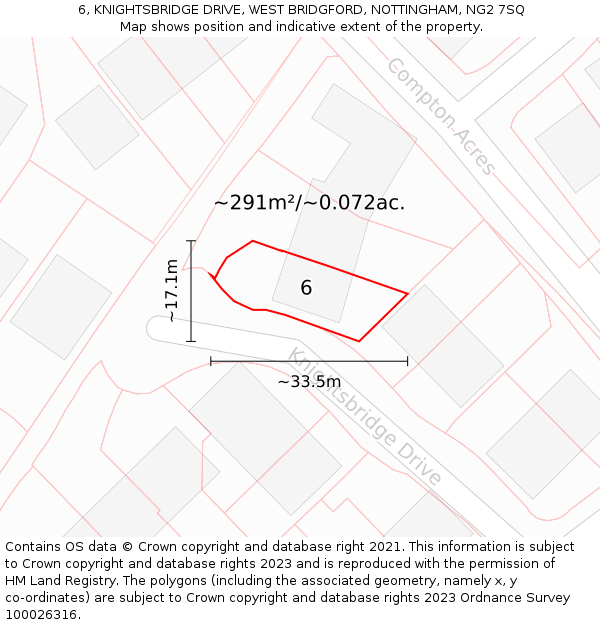 6, KNIGHTSBRIDGE DRIVE, WEST BRIDGFORD, NOTTINGHAM, NG2 7SQ: Plot and title map