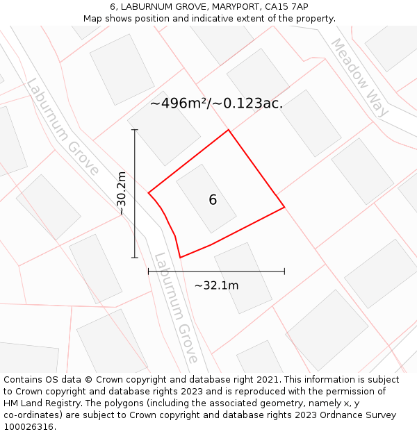 6, LABURNUM GROVE, MARYPORT, CA15 7AP: Plot and title map