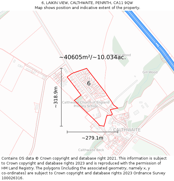 6, LAIKIN VIEW, CALTHWAITE, PENRITH, CA11 9QW: Plot and title map