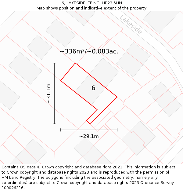 6, LAKESIDE, TRING, HP23 5HN: Plot and title map