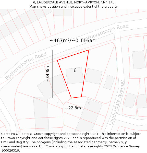 6, LAUDERDALE AVENUE, NORTHAMPTON, NN4 8RL: Plot and title map