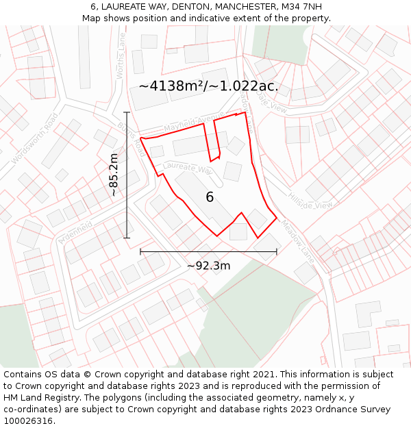 6, LAUREATE WAY, DENTON, MANCHESTER, M34 7NH: Plot and title map