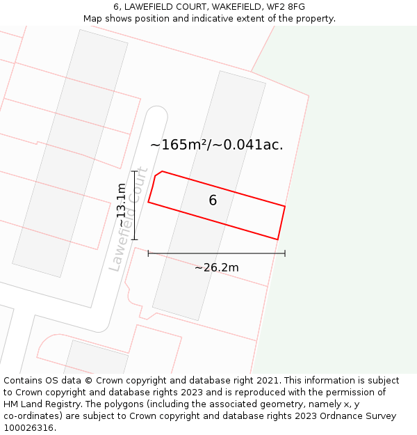 6, LAWEFIELD COURT, WAKEFIELD, WF2 8FG: Plot and title map