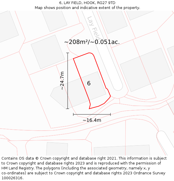 6, LAY FIELD, HOOK, RG27 9TD: Plot and title map