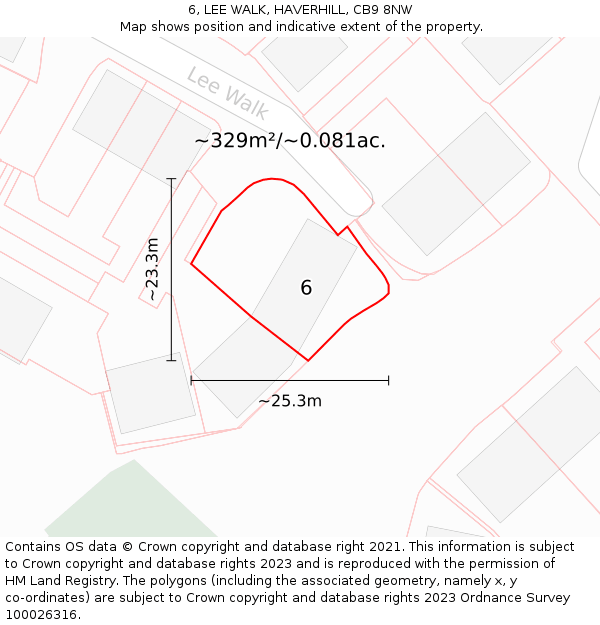 6, LEE WALK, HAVERHILL, CB9 8NW: Plot and title map