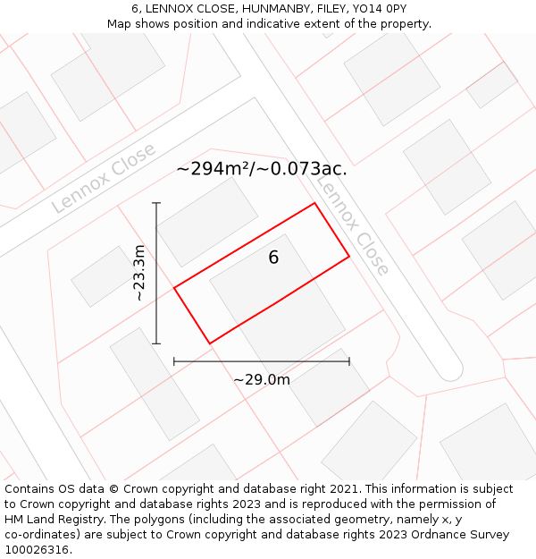 6, LENNOX CLOSE, HUNMANBY, FILEY, YO14 0PY: Plot and title map