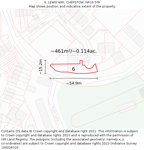 6, LEWIS WAY, CHEPSTOW, NP16 5TA: Plot and title map