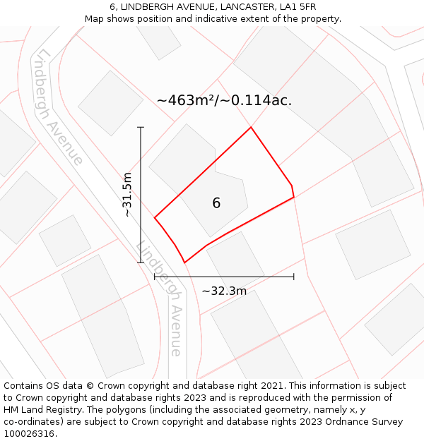 6, LINDBERGH AVENUE, LANCASTER, LA1 5FR: Plot and title map