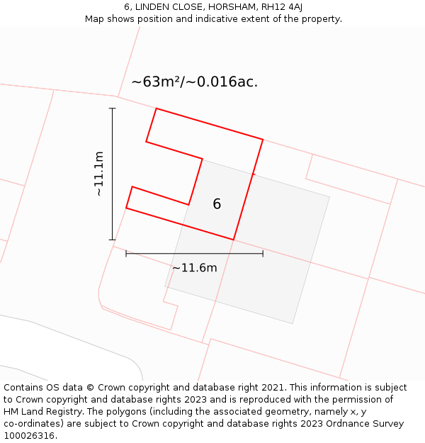 6, LINDEN CLOSE, HORSHAM, RH12 4AJ: Plot and title map